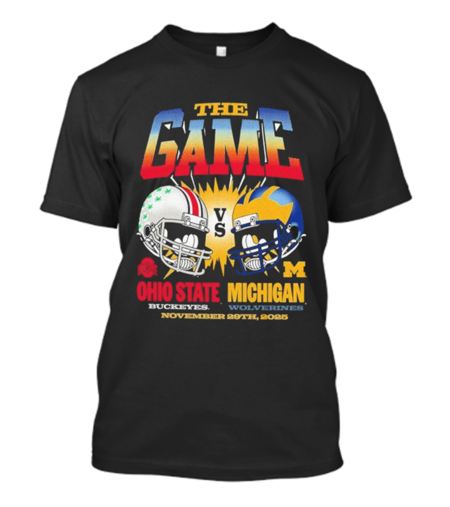 Ohio State Buckeyes Vs Michigan Wolverines The Game November 29th 2025 Helmet Rivalry Showdown T-Shirt
