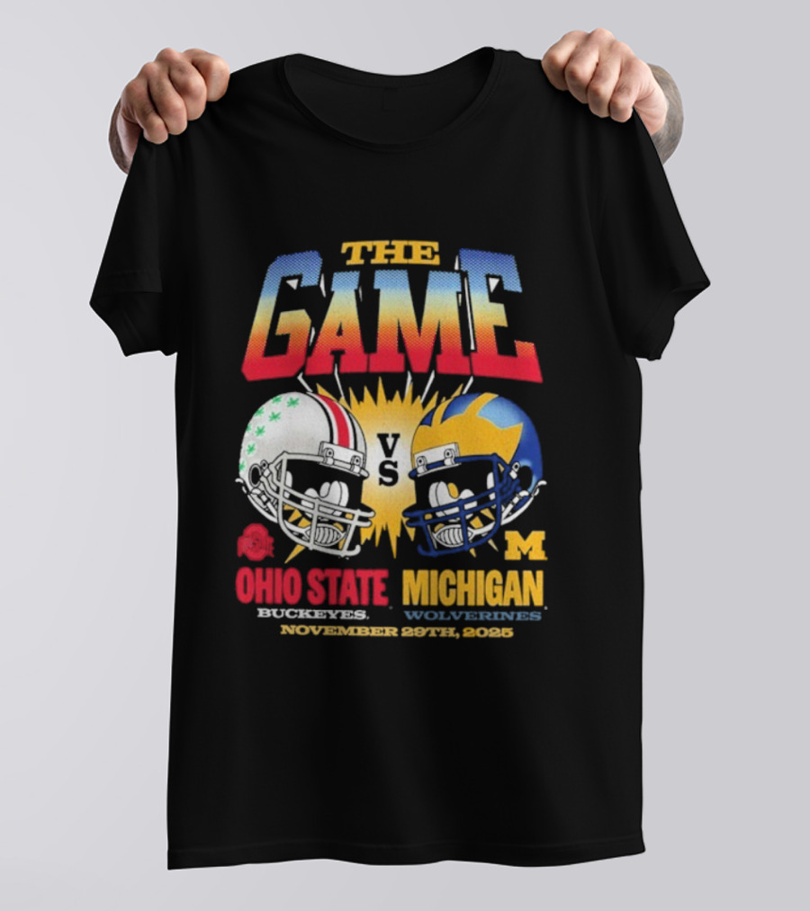 Ohio State Buckeyes Vs Michigan Wolverines The Game November 29th 2025 Helmet Rivalry Showdown T-Shirt