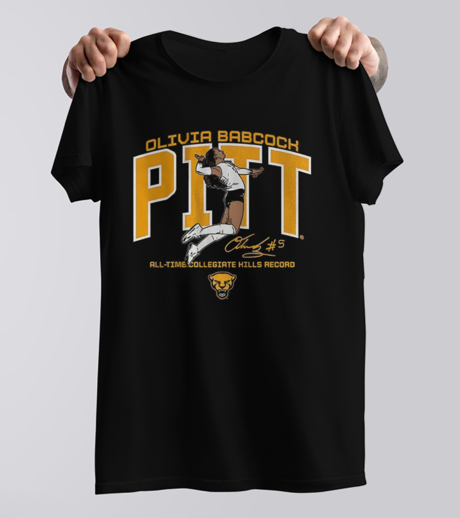 Olivia Babcock Pitt Panthers Volleyball All-Time Kills Record Signature #5 T-Shirt