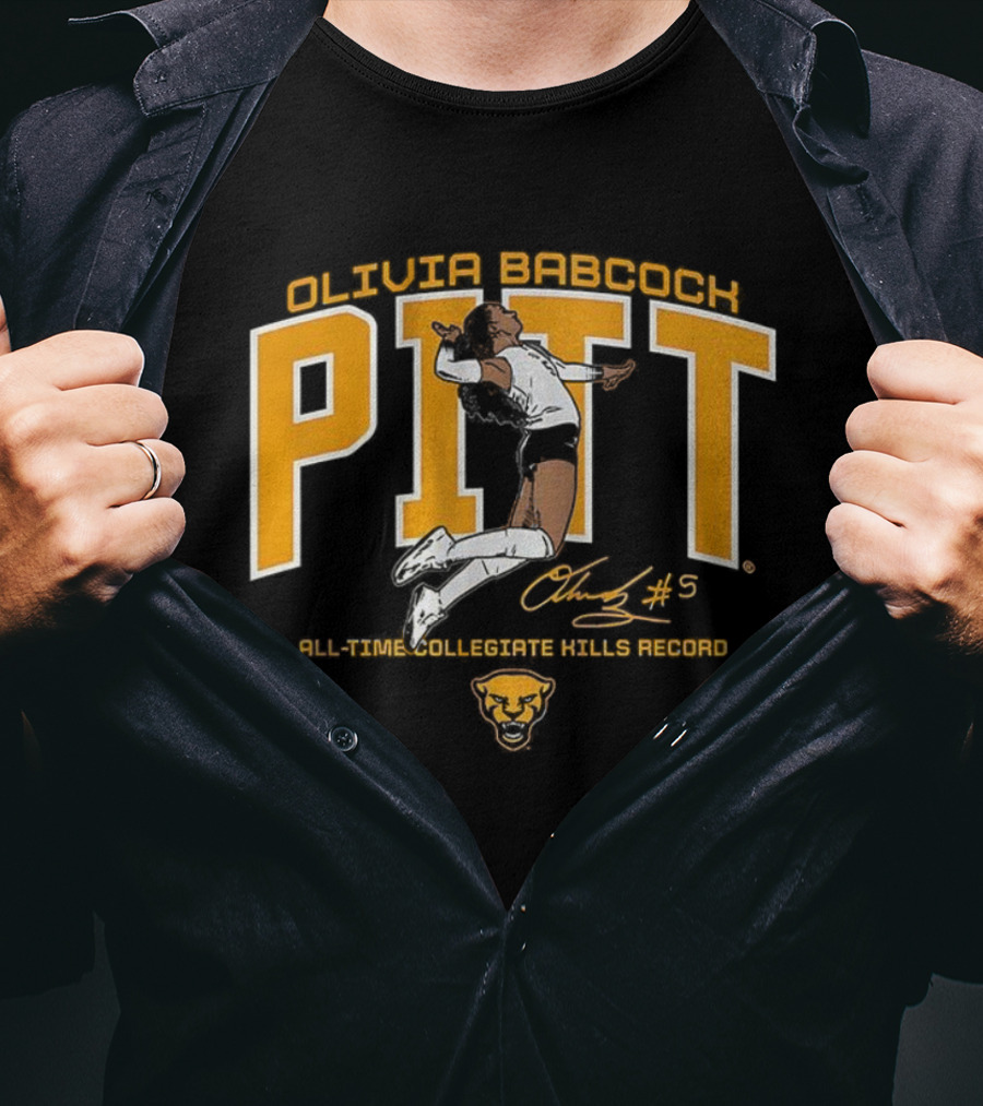 Olivia Babcock Pitt Panthers Volleyball All-Time Kills Record Signature #5 T-Shirt
