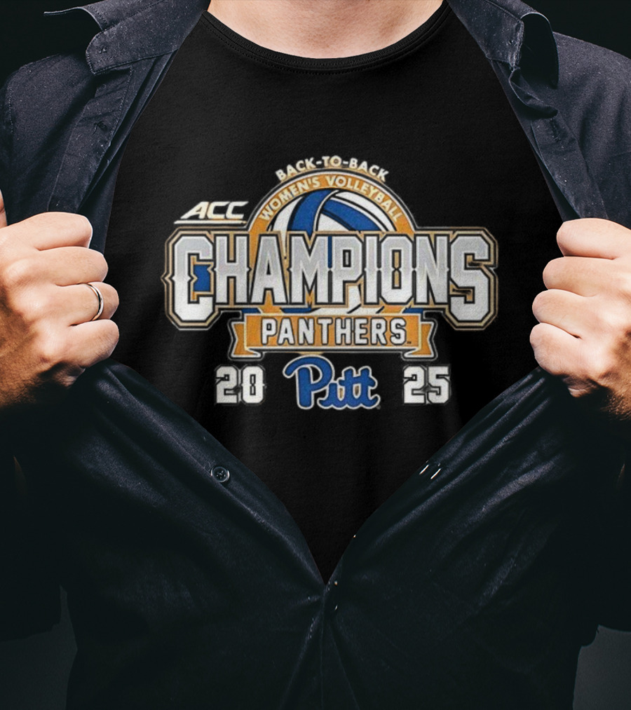 ACC Women's Volleyball Champions Pitt Panthers Back-To-Back Victory T-Shirt
