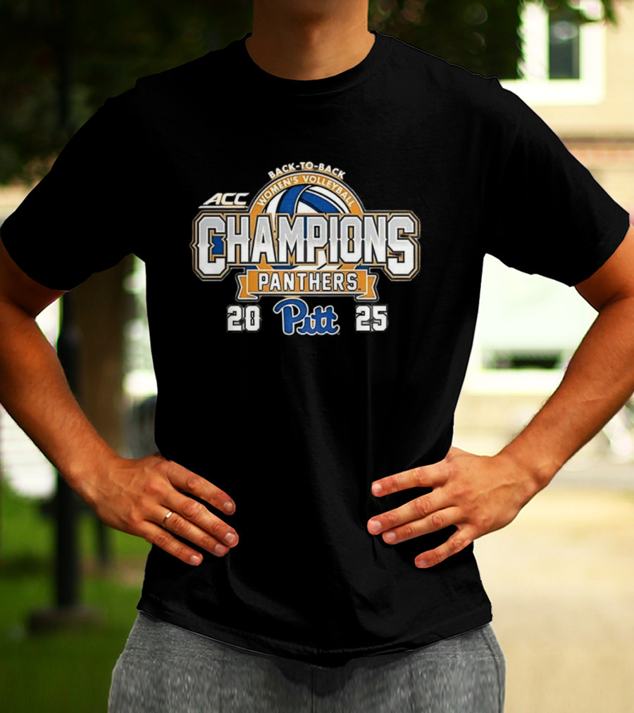 ACC Women's Volleyball Champions Pitt Panthers Back-To-Back Victory T-Shirt