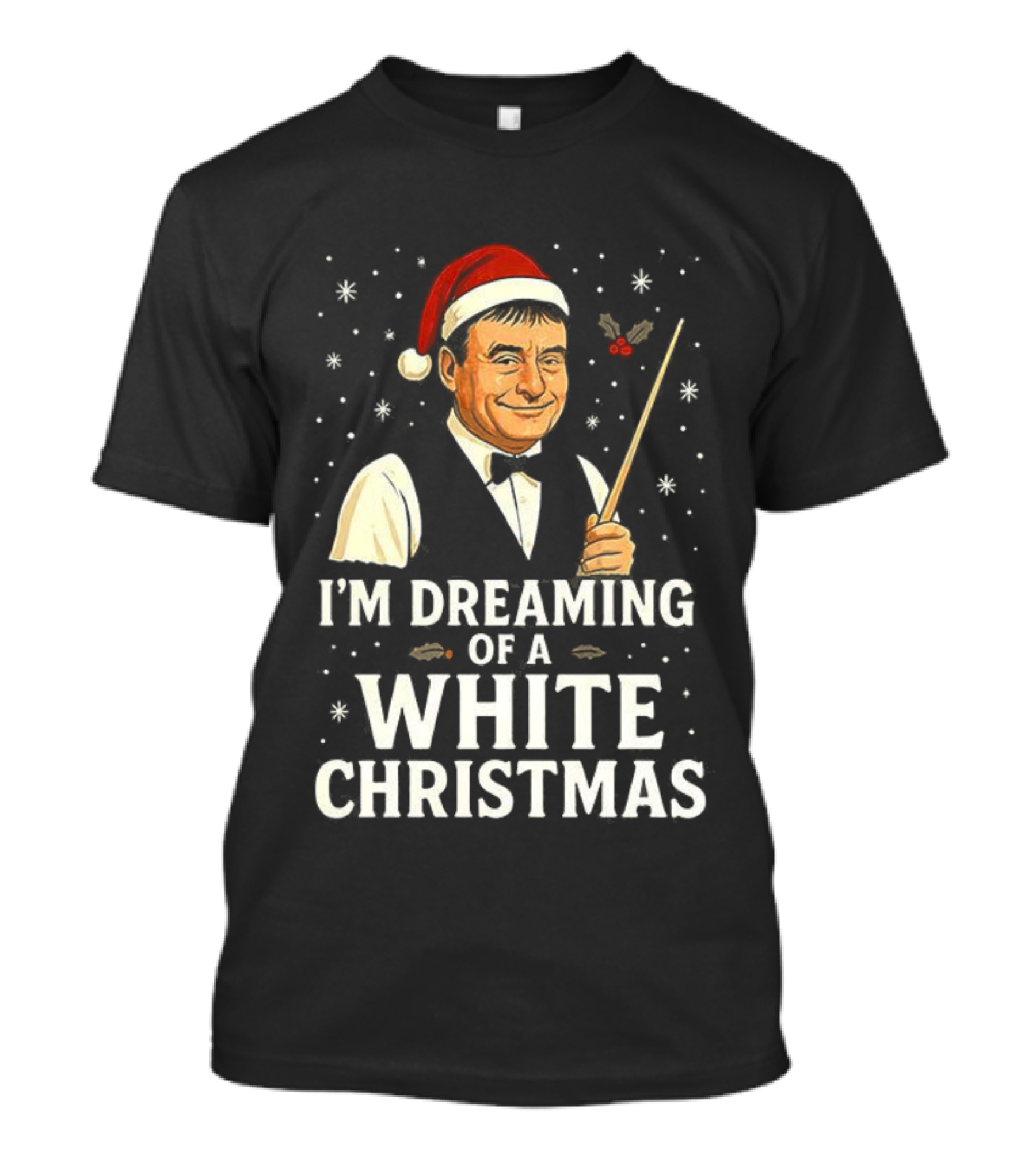 Santa Hat Snooker Player I'm Dreaming Of A White Christmas T-Shirt