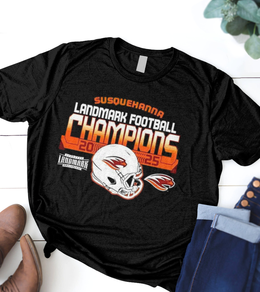 Susquehanna River Hawks Landmark Football Champions 2025 Helmet T-Shirt