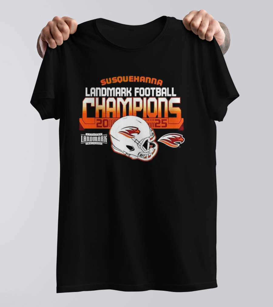 Susquehanna River Hawks Landmark Football Champions 2025 Helmet T-Shirt