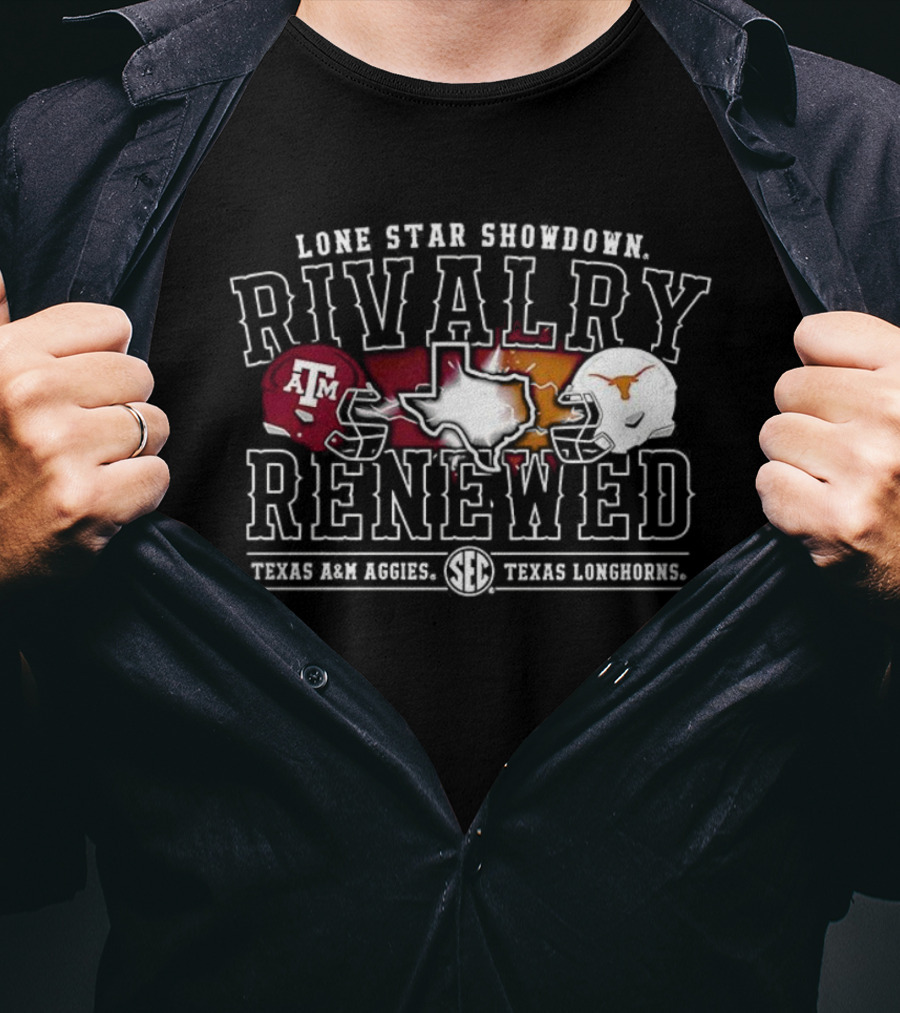 Lone Star Showdown Rivalry Renewed Texas A&M Aggies Texas Longhorns Helmets T-Shirt