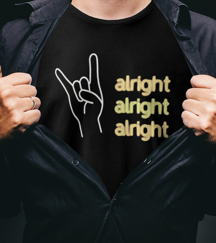 Texas Longhorns Hook Em Neon Sign Alright Alright Alright Gesture T-Shirt