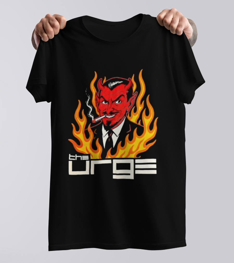 The Urge Devil With Flames Smoking Cigar T-Shirt