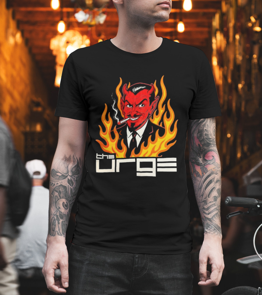 The Urge Devil With Flames Smoking Cigar T-Shirt