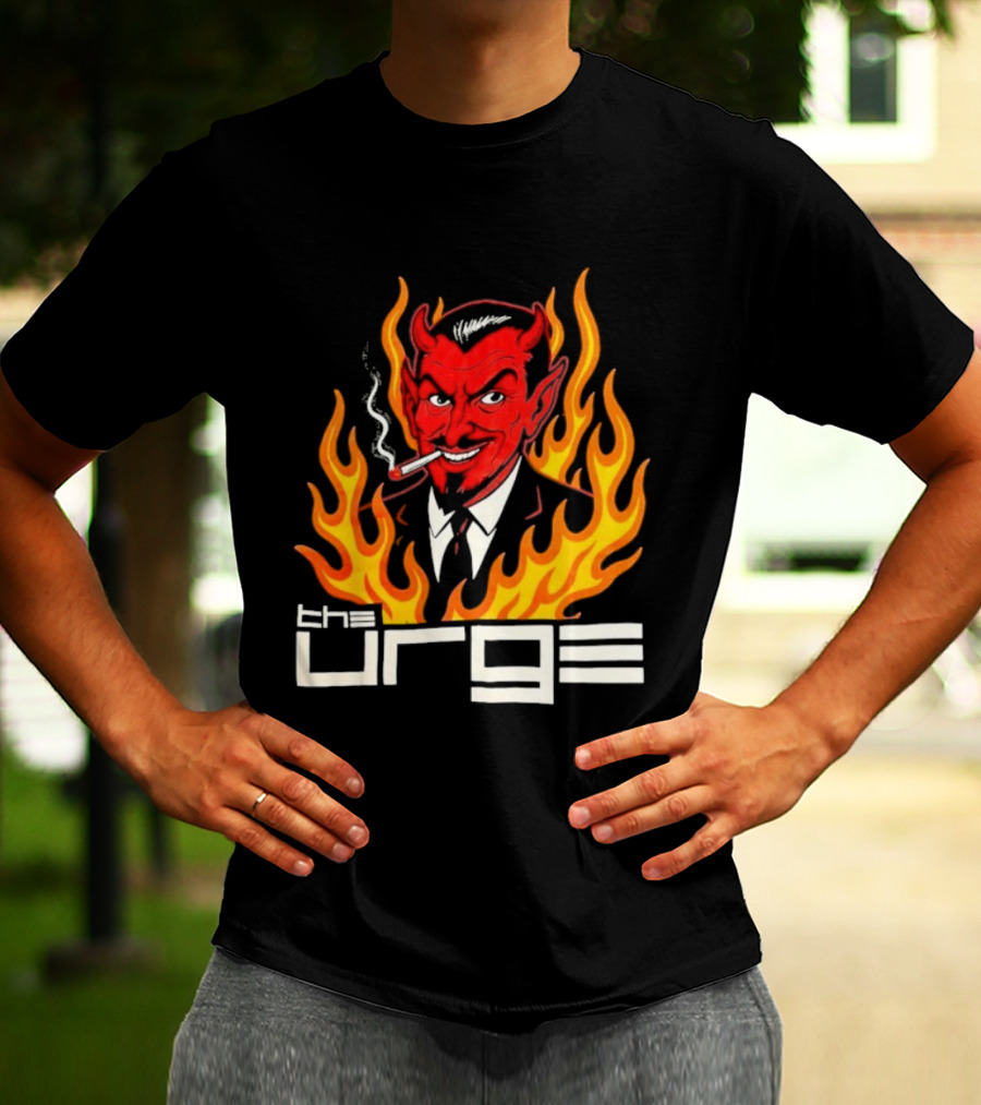 The Urge Devil With Flames Smoking Cigar T-Shirt