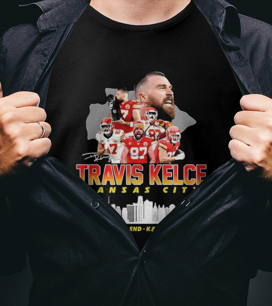 Travis Kelce Kansas City Chiefs Football Number 87 Signature Tee T-Shirt