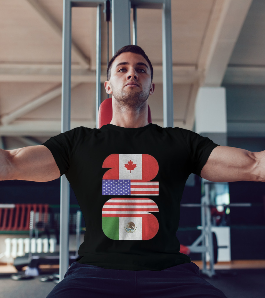 World Cup 2026 USA Canada Mexico Flag Design T-Shirt