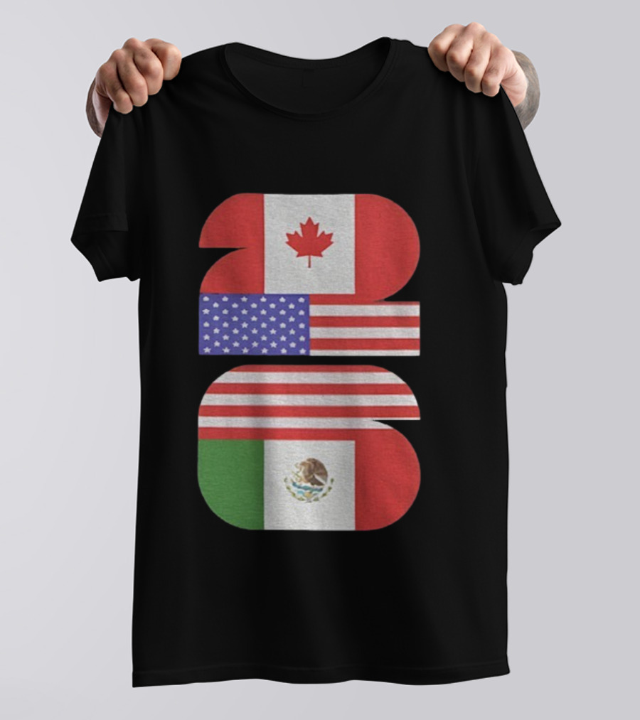 World Cup 2026 USA Canada Mexico Flag Design T-Shirt