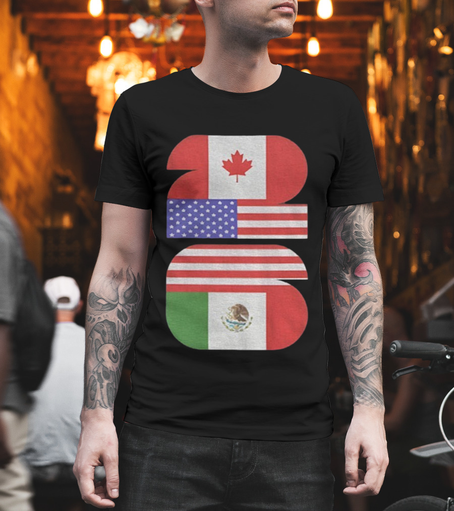 World Cup 2026 USA Canada Mexico Flag Design T-Shirt