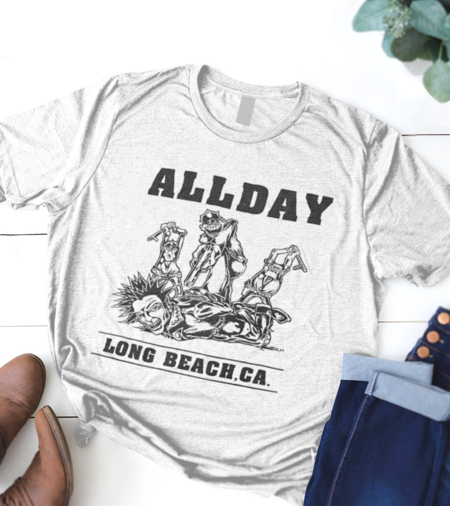 Allday Long Beach California Tour 1992 Vintage Style Graphics T-Shirt