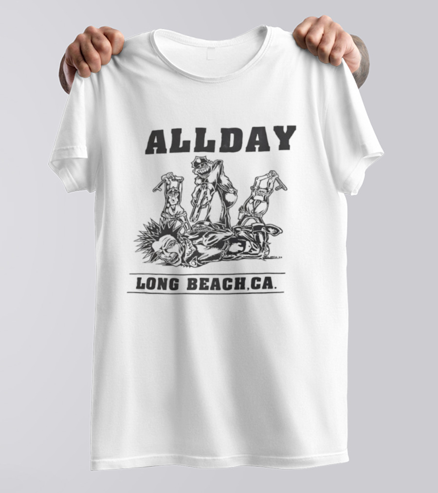 Allday Long Beach California Tour 1992 Vintage Style Graphics T-Shirt