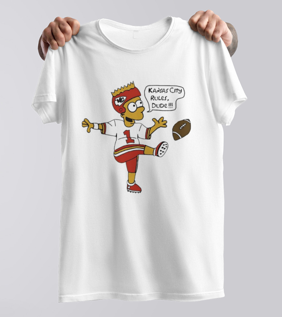 Bart Kansas City Chiefs Rules Dude Football Fan Kicking Fun T-Shirt