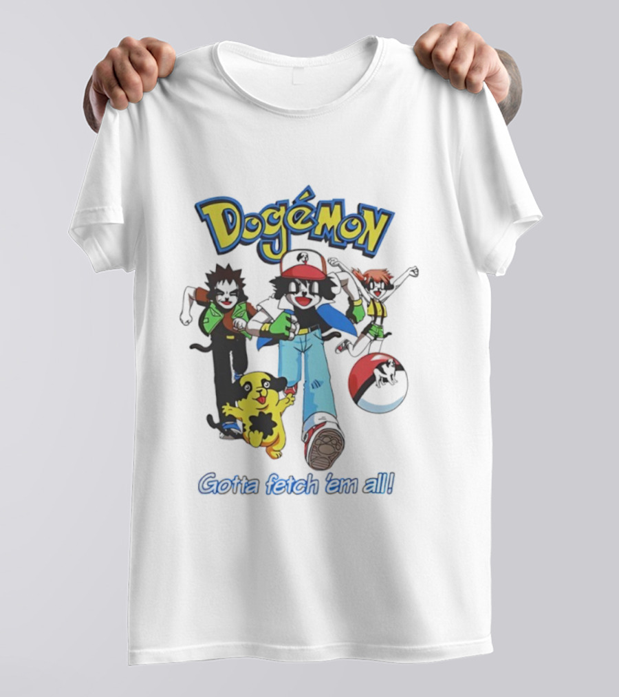Big Dogs Dogémon Gotta Fetch ’Em All Playful Parody Characters T-Shirt