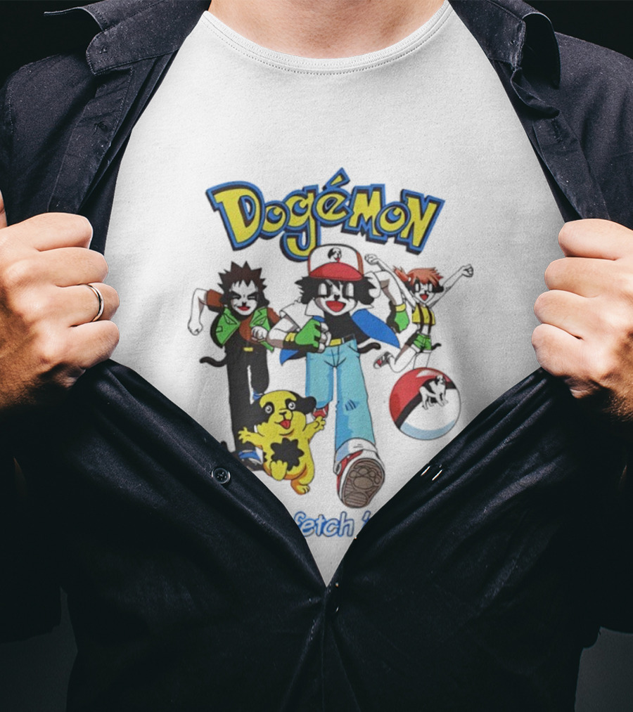 Big Dogs Dogémon Gotta Fetch ’Em All Playful Parody Characters T-Shirt