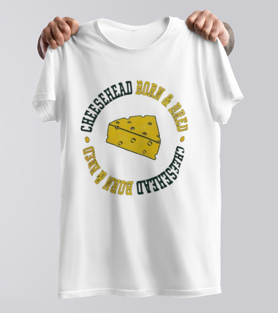 Cheesehead Born And Bred Packers Fan Pride Vintage Style T-Shirt