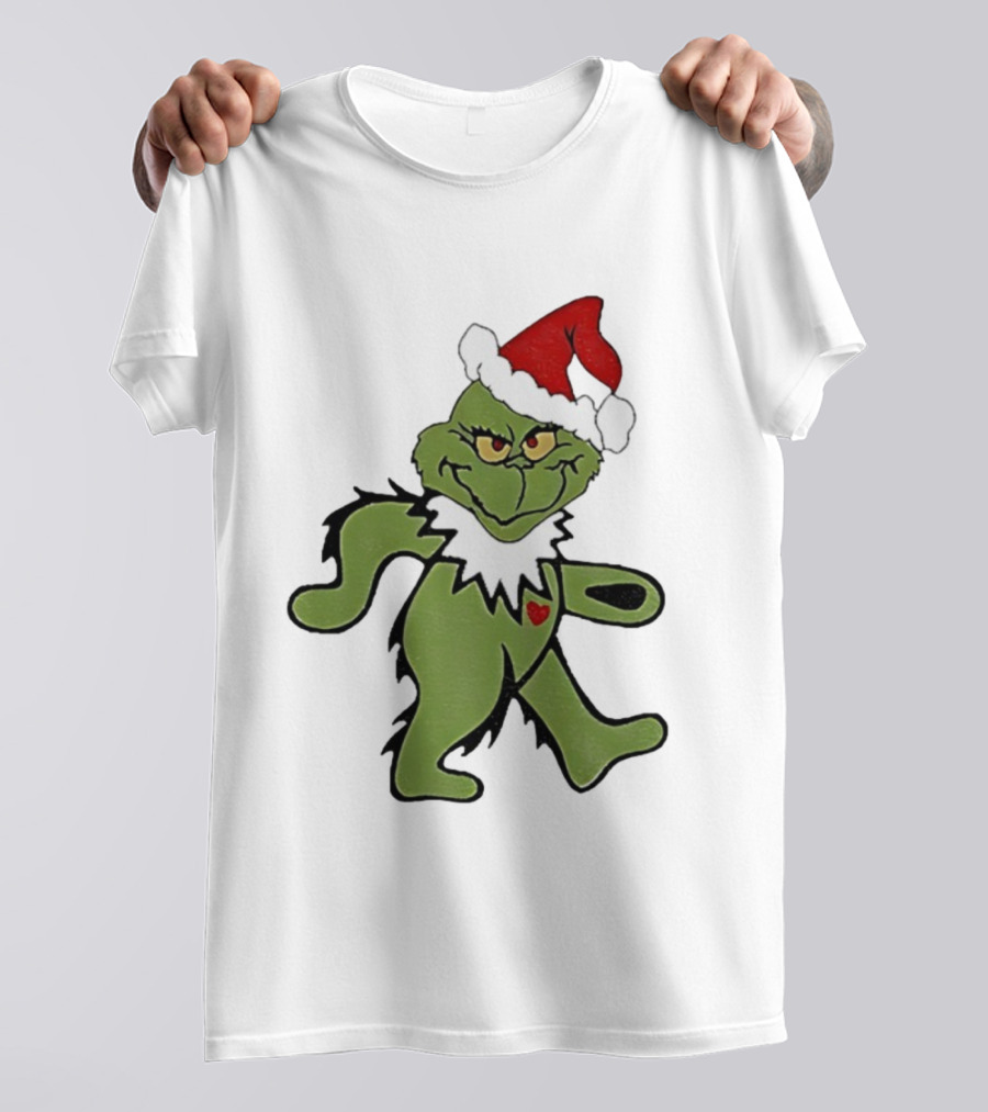 Grinch Wearing Santa Hat Dancing Bear Christmas T-Shirt