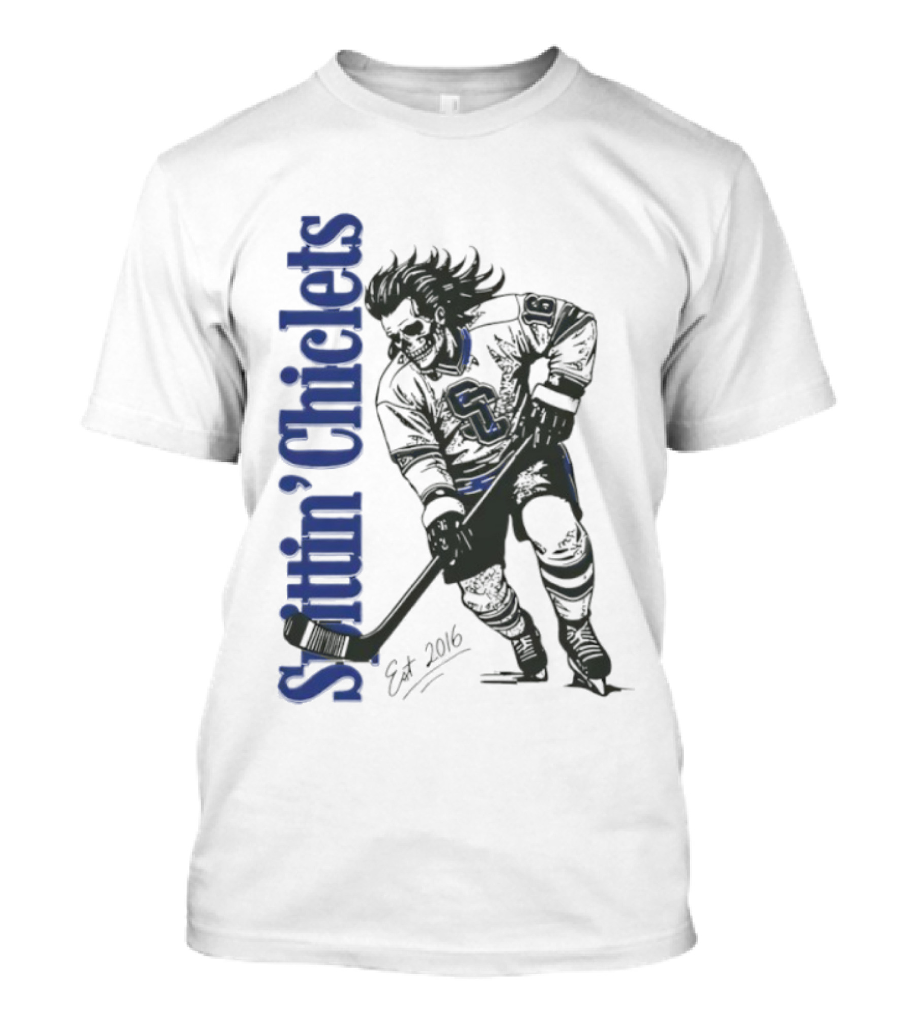 Hockey Spittin Chiclets Skullet Est 2016 Vertical T-Shirt