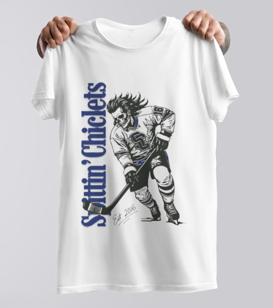 Hockey Spittin Chiclets Skullet Est 2016 Vertical T-Shirt