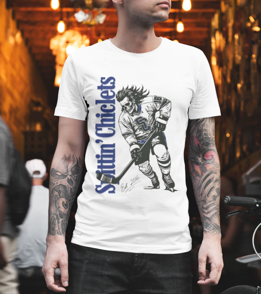 Hockey Spittin Chiclets Skullet Est 2016 Vertical T-Shirt