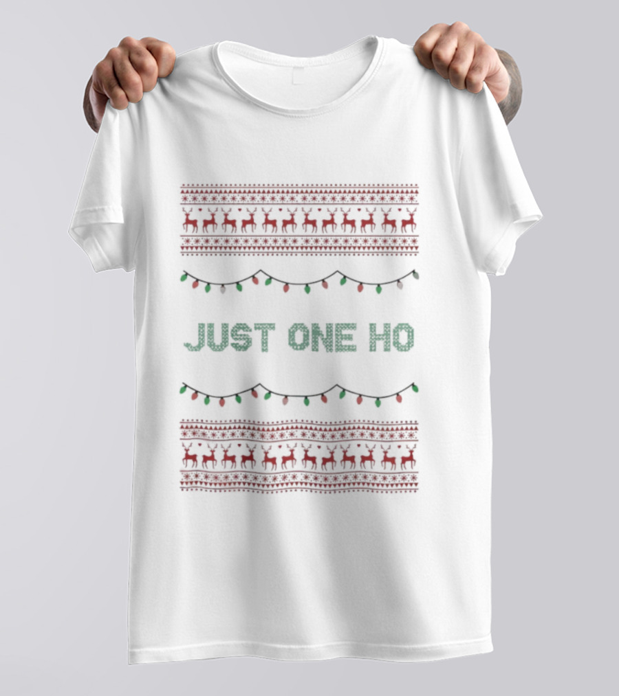 Just One Ho Christmas Lights Reindeer Ugly Sweater Style T-Shirt