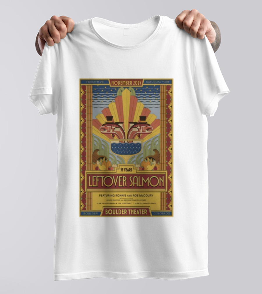 Leftover Salmon 35 Years November 2025 Boulder Theater Featuring Ronnie And Rob McCoury T-Shirt