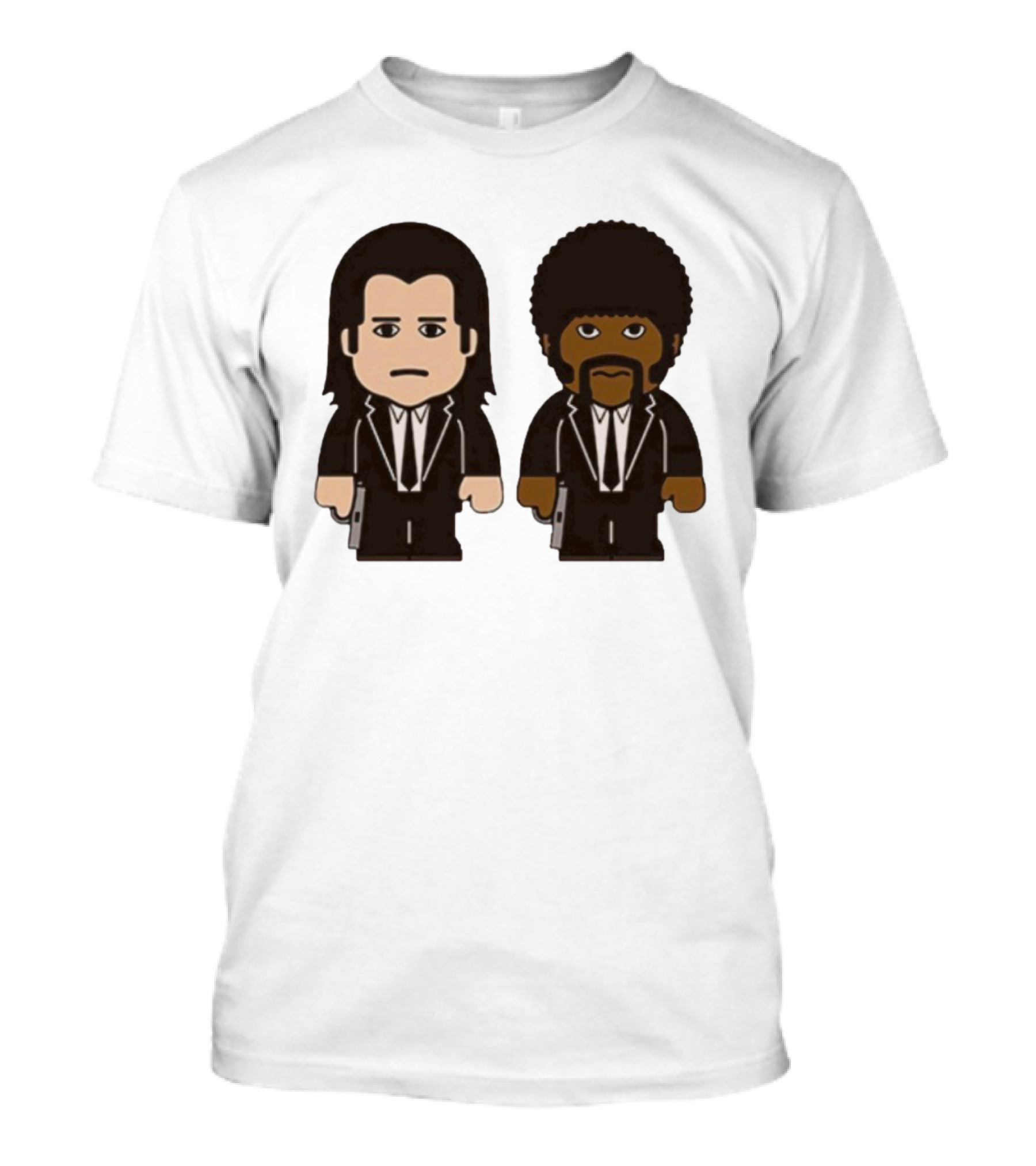 Samuel L Jackson Pulp Fiction Jules And Vincent Cartoon Characters T-Shirt