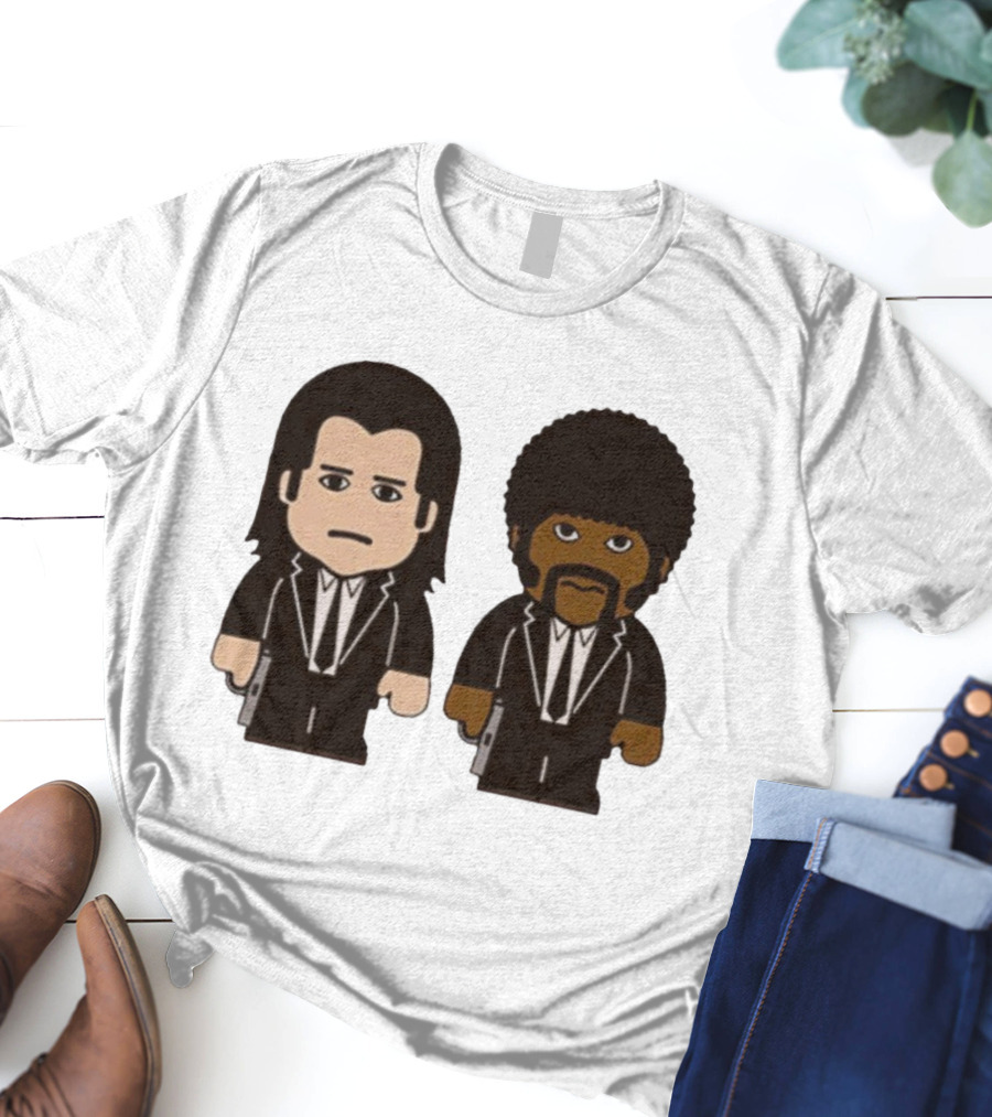 Samuel L Jackson Pulp Fiction Jules And Vincent Cartoon Characters T-Shirt