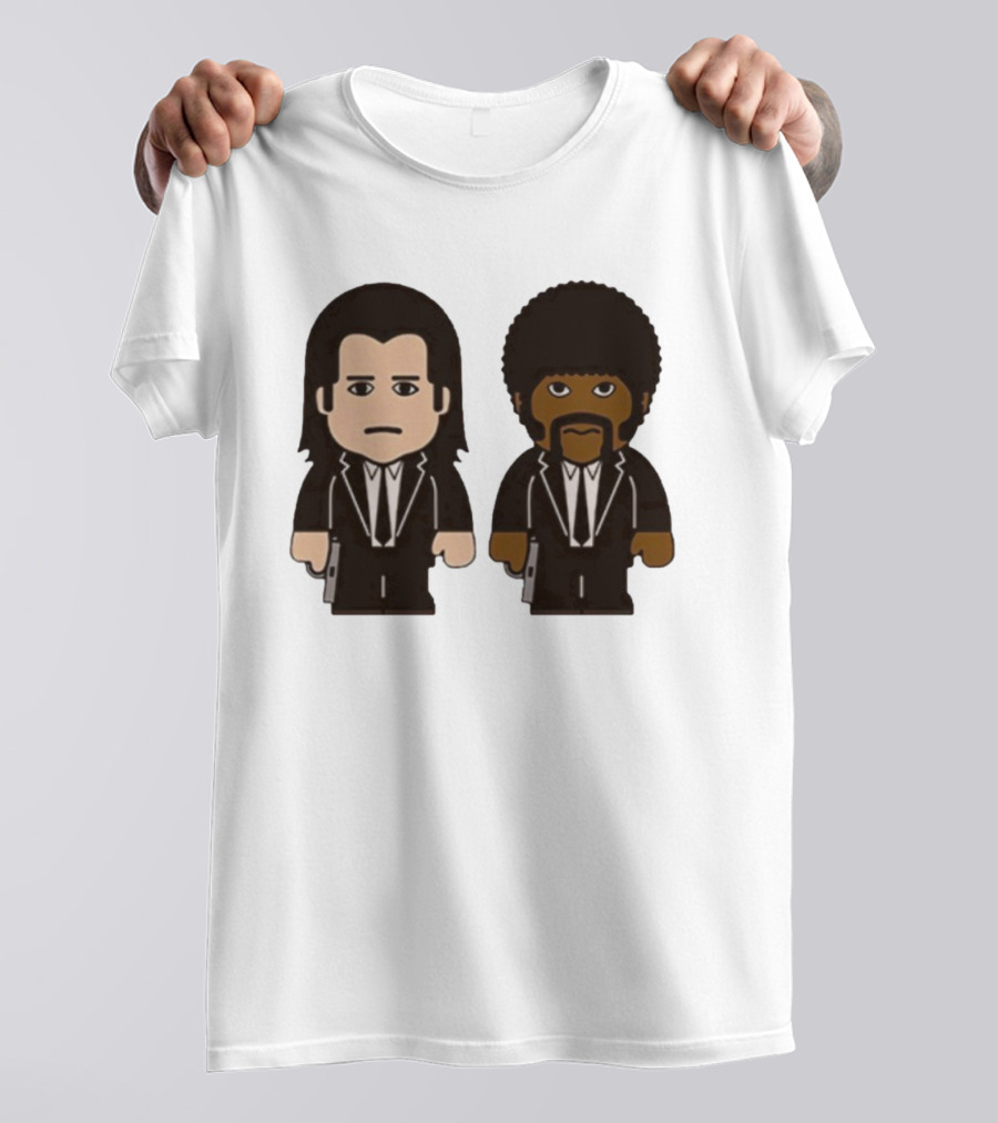 Samuel L Jackson Pulp Fiction Jules And Vincent Cartoon Characters T-Shirt