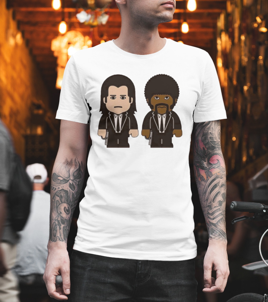 Samuel L Jackson Pulp Fiction Jules And Vincent Cartoon Characters T-Shirt