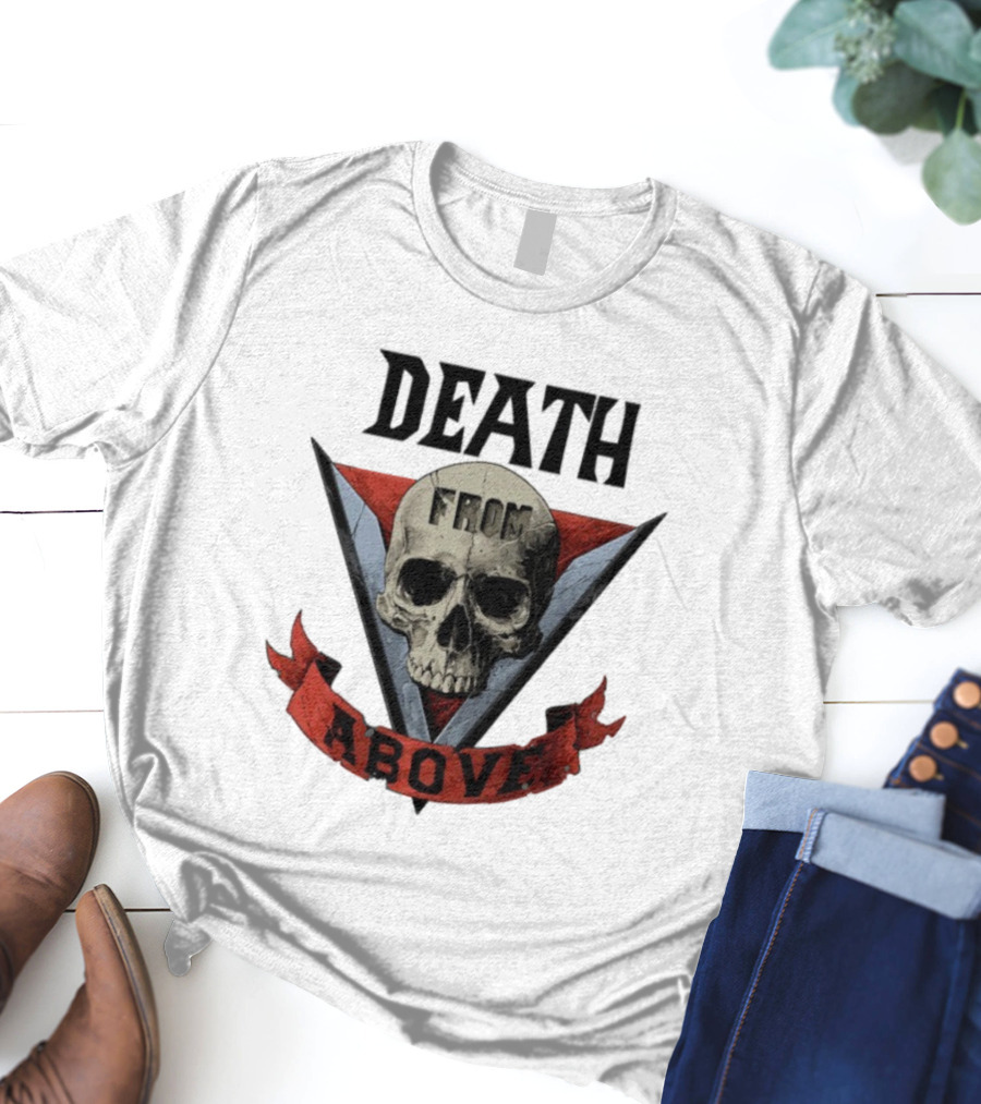 Skull Death From Above V Emblem Red Banner T-Shirt