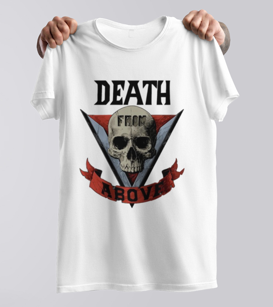 Skull Death From Above V Emblem Red Banner T-Shirt