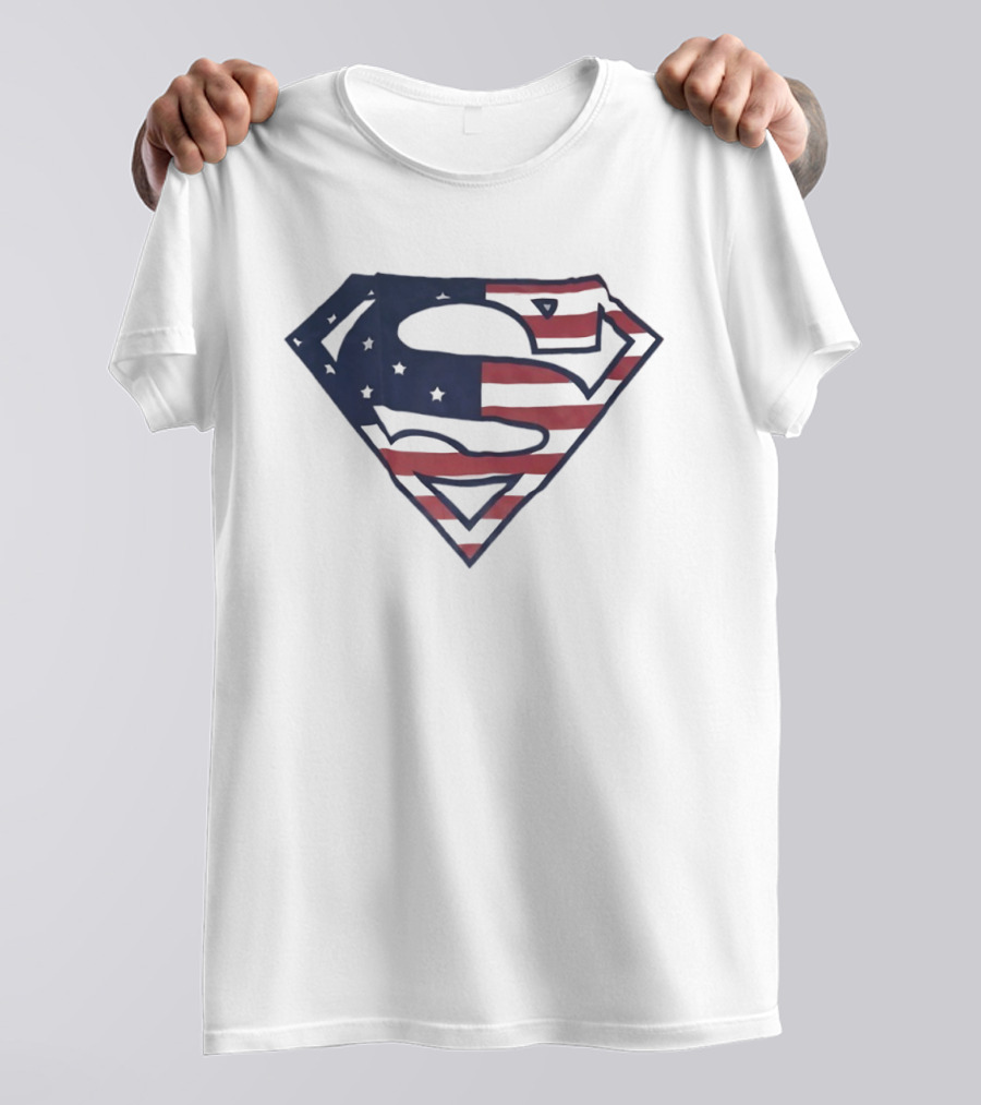Superman American Flag Design USA Stars Stripes Logo T-Shirt