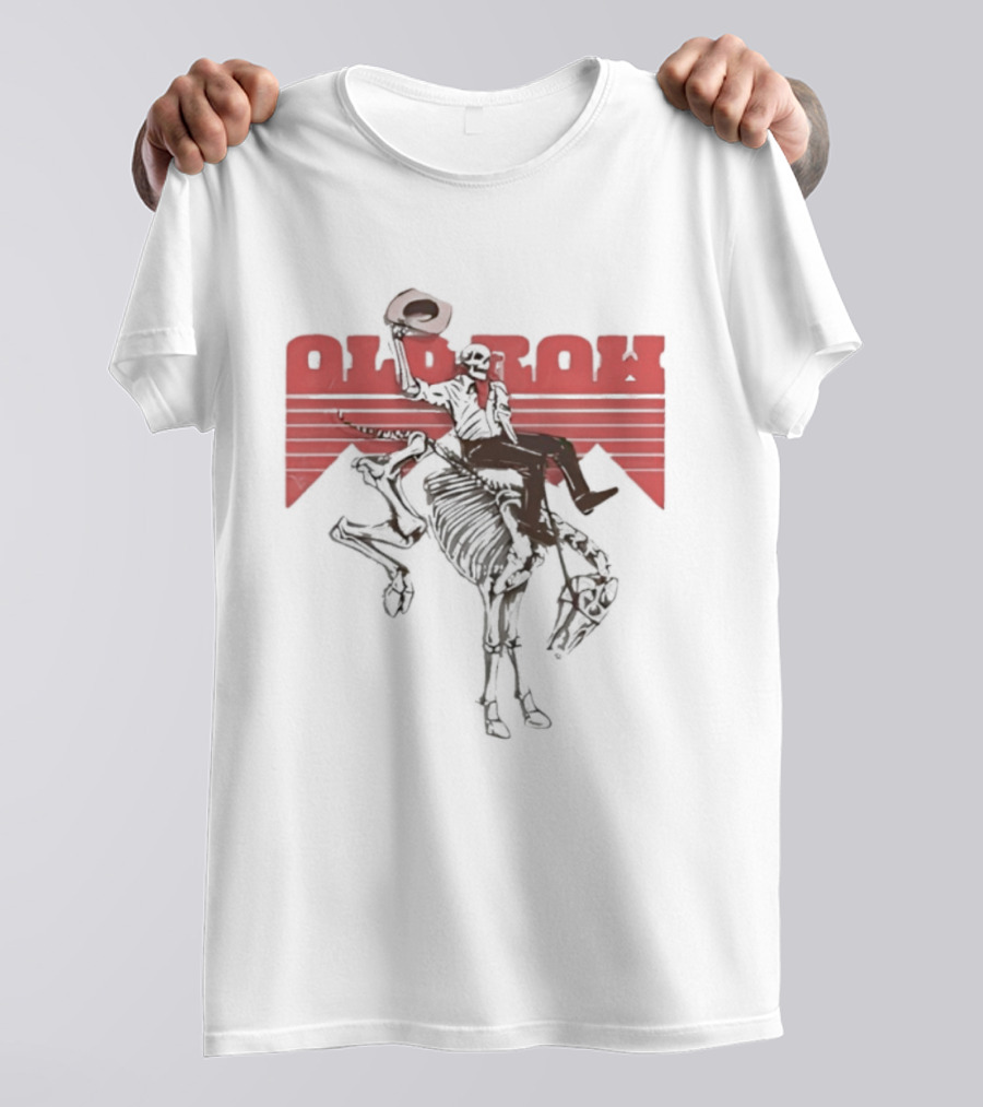 Old Row Cowboy Skeleton Rider With Horse And The Cowboy Killer Cowboy T-Shirt