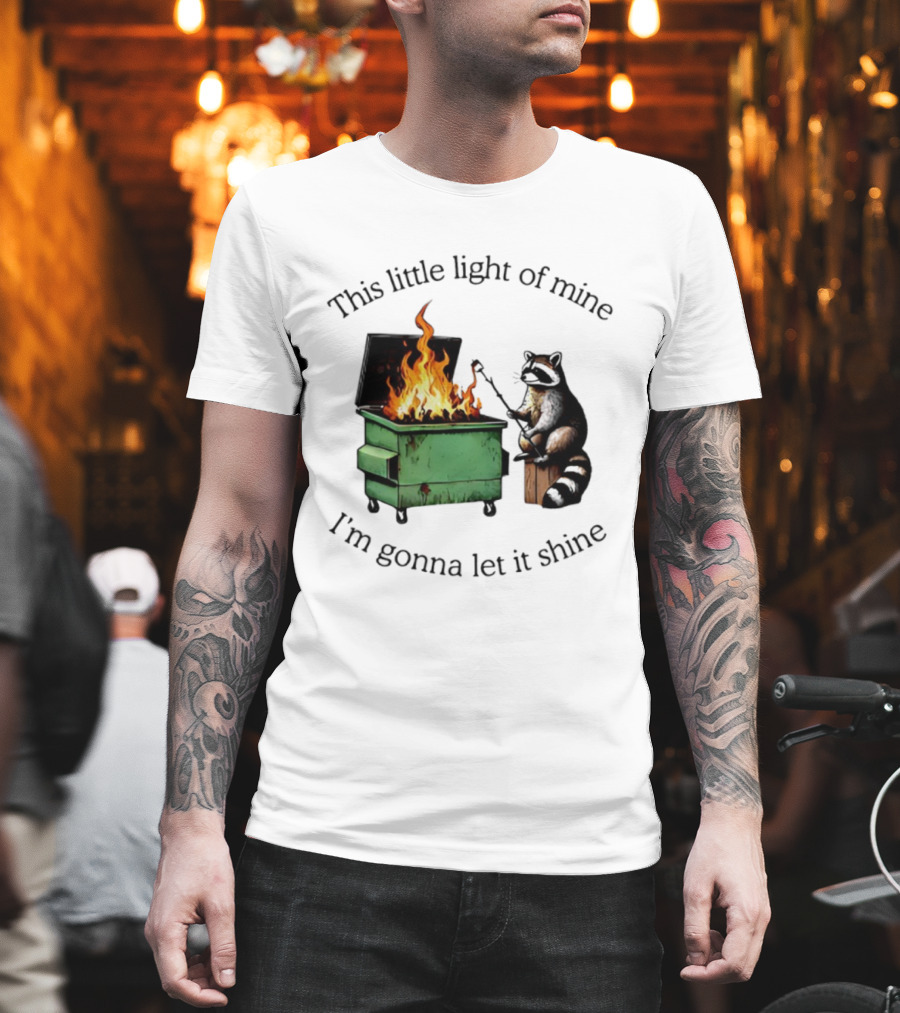 This Little Light Of Mine Raccoon Dumpster Fire Comedy T-Shirt