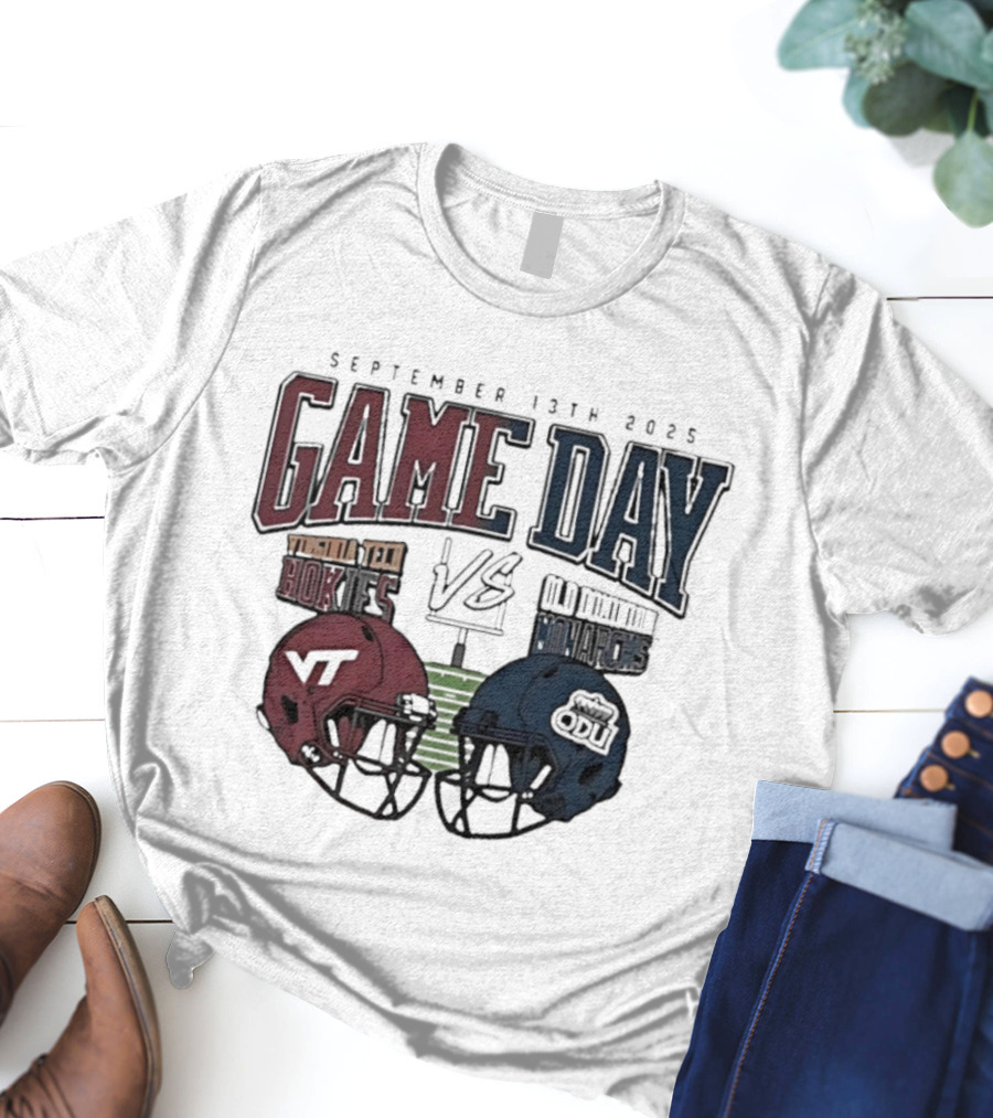 Virginia Tech Hokies Vs Old Dominion Monarchs September 13th 2025 Gameday Helmet Matchup T-Shirt