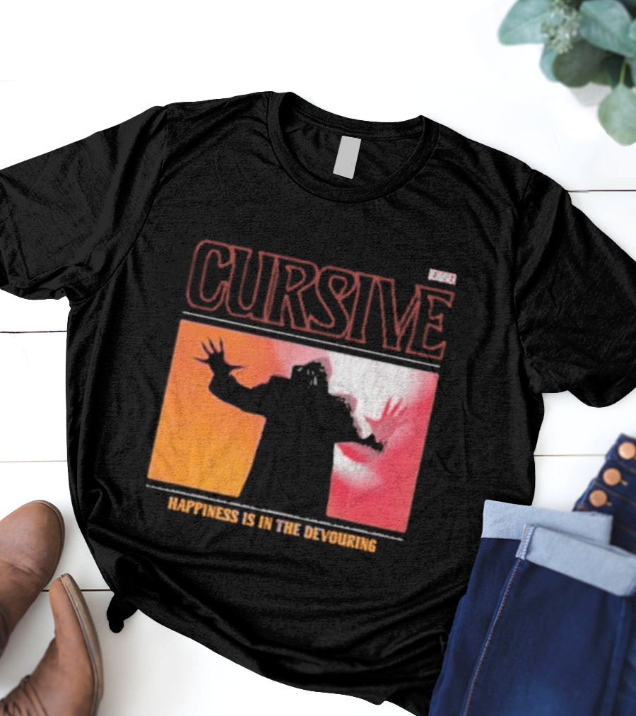 Cursive Happiness Is In The Devouring Silhouette And Vibrant Gradient T-Shirt