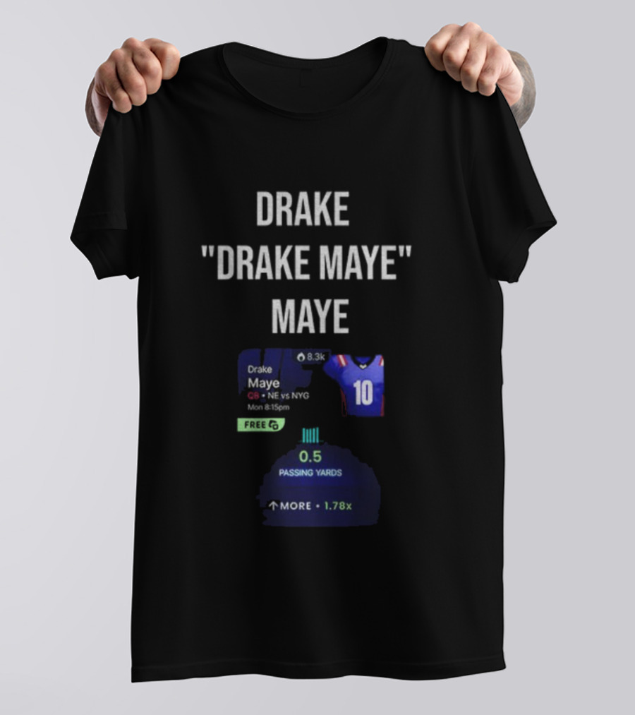 Drake Maye NFL Passing Yards Jersey Number 10 Football Stats T-Shirt