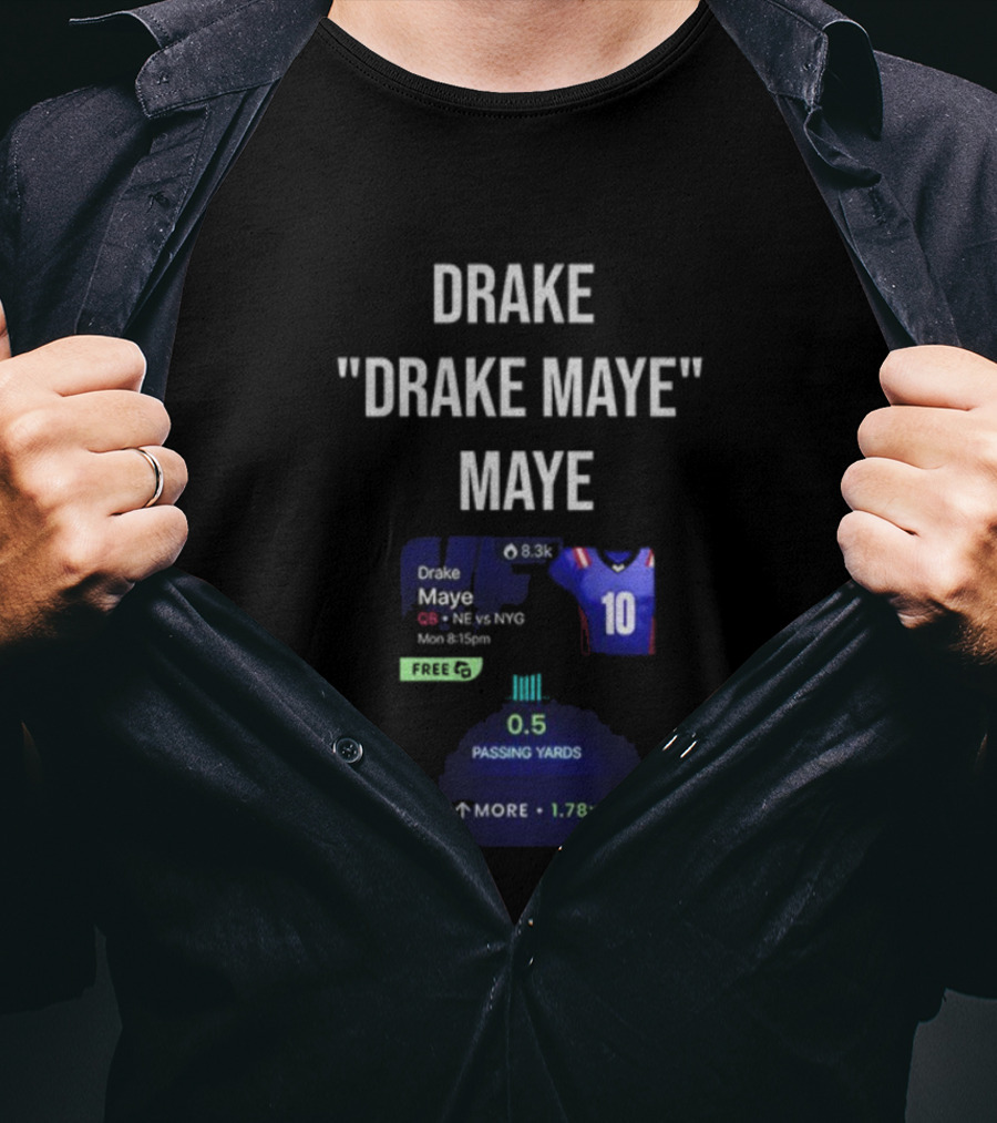 Drake Maye NFL Passing Yards Jersey Number 10 Football Stats T-Shirt