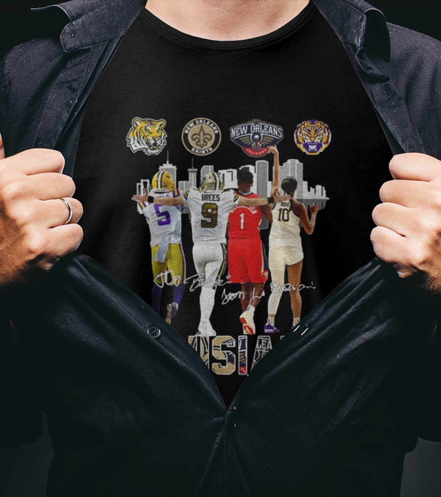 LSU Tigers Saints Pelicans Missouri Tigers Louisiana Legends T-Shirt