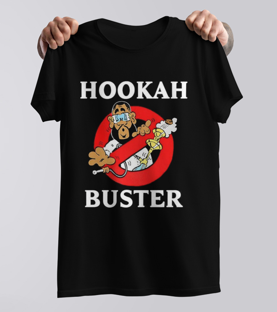 Hookah Buster Caricature Red Circle Cross Illustration T-Shirt