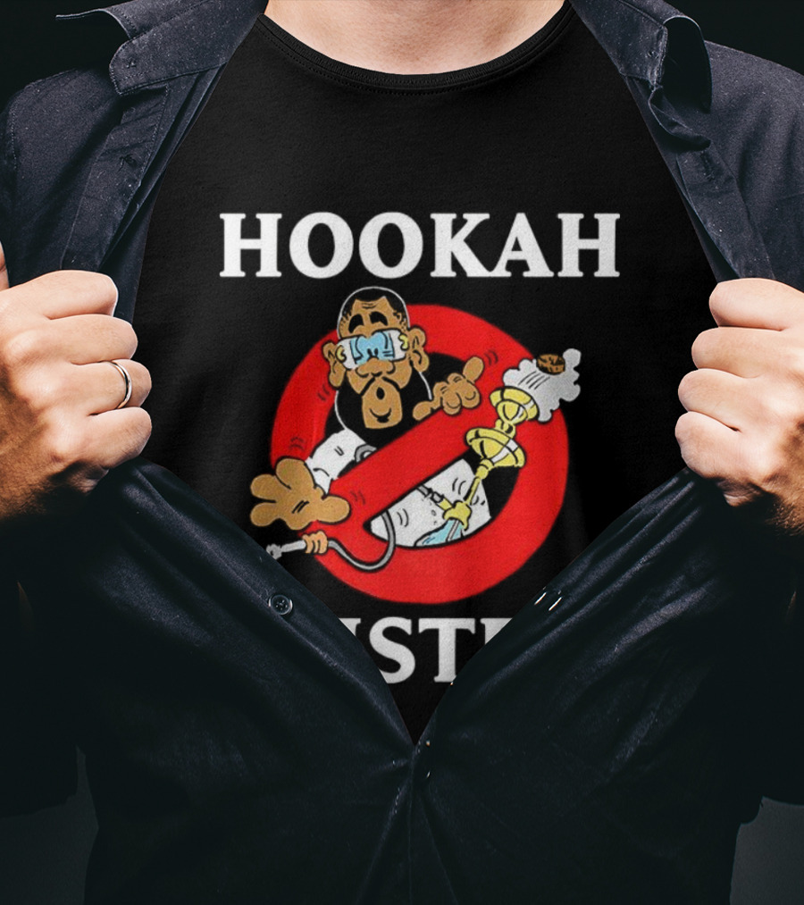 Hookah Buster Caricature Red Circle Cross Illustration T-Shirt