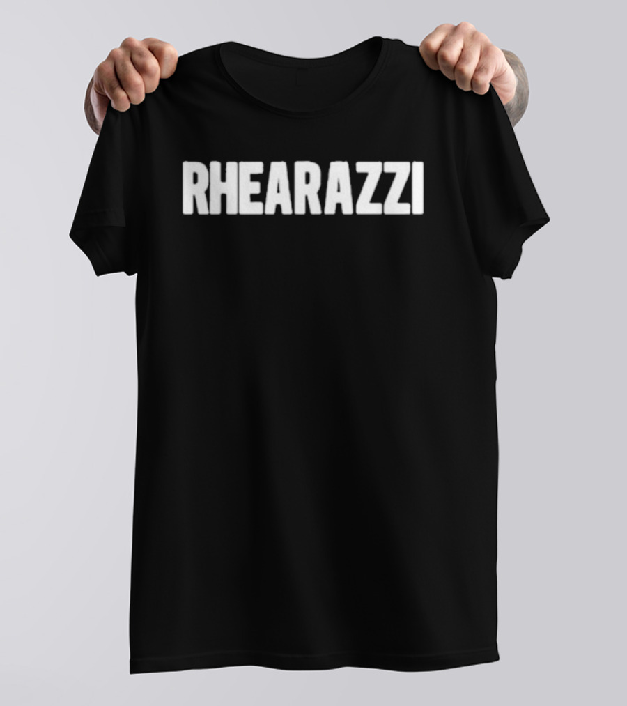 Rhea Raj Rhearazzi Bold White Text T-Shirt
