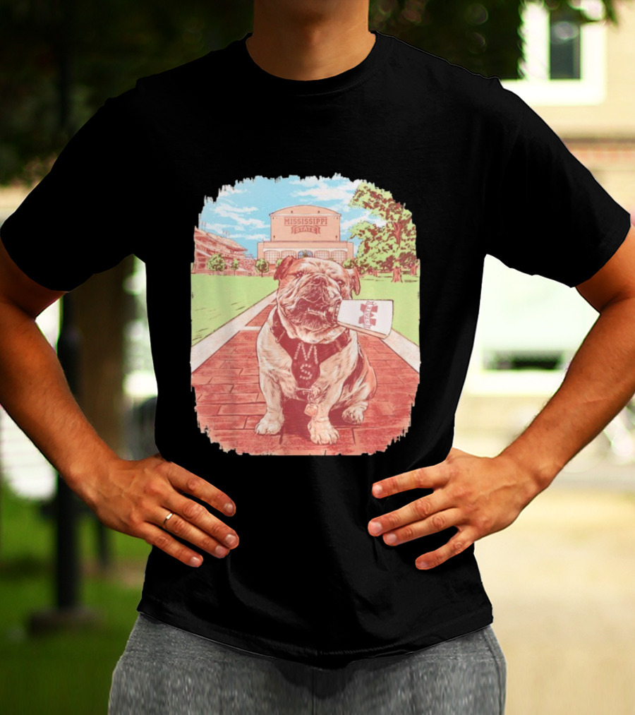 Mississippi State Bulldogs Bully Cowbell Stadium Scene T-Shirt