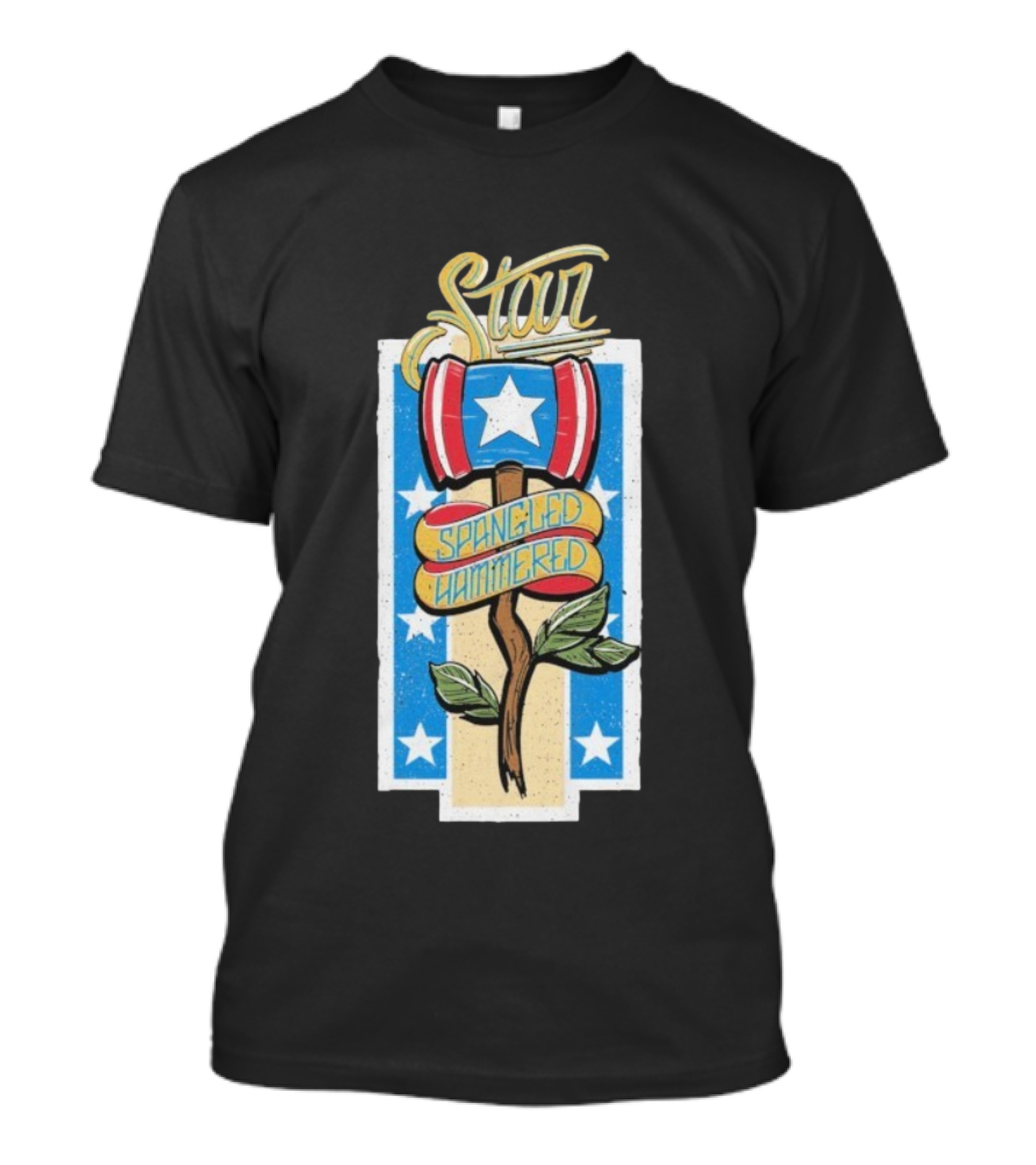 The Fat Electrician Star Spangled Hammered Patriotic Hammer And Stars T-Shirt