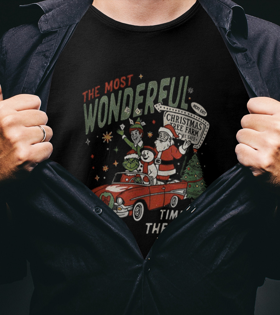 The Most Wonderful Time Of The Year Santa Reindeer Elf Grinch Merry Christmas T-Shirt